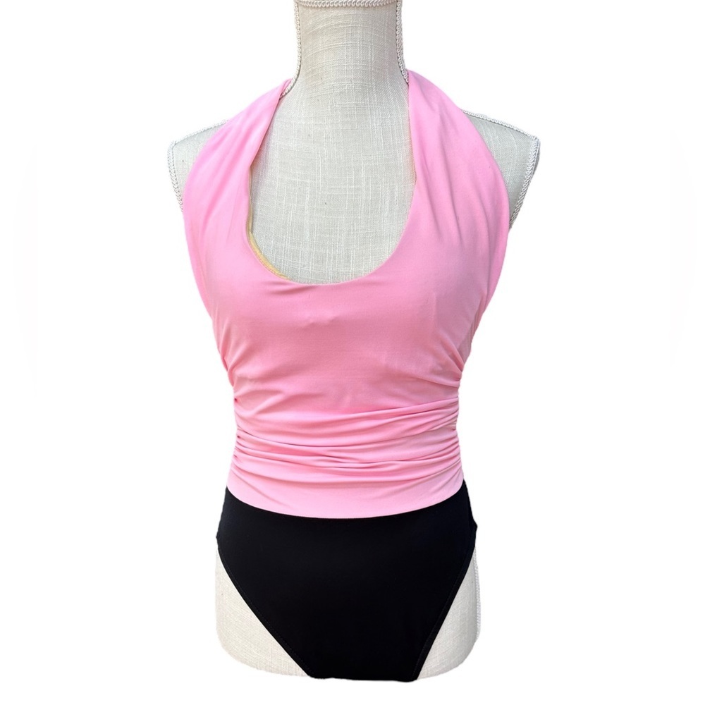 Miraclesuit‎ Two Tones Holter Top One Piece Swimsuit in Black & Pink Size:  8